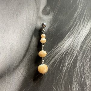 Glass Champagne Classy Drop Dangle Faceted Stud Post Earrings for pierced ears